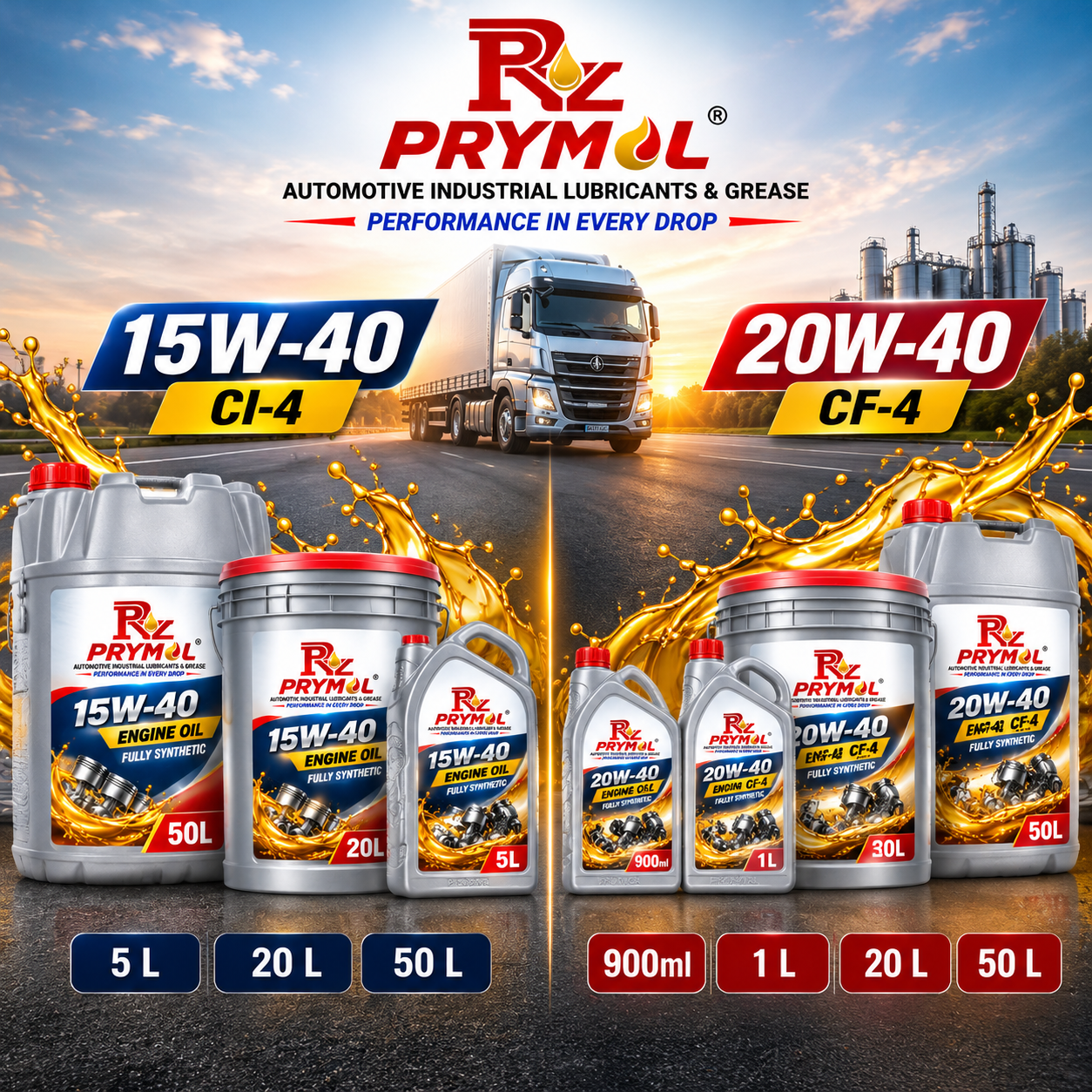 Prymol goods vehicle oil pack sizes